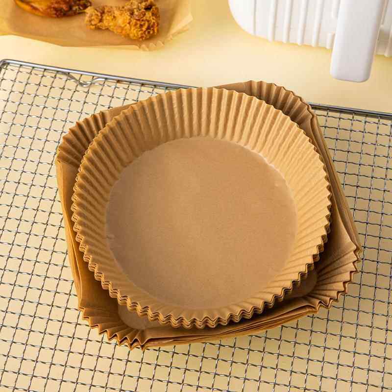 空气炸锅专用纸方形硅油纸盘纸托吸油纸食物烧烤用纸家用烘焙50张