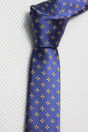 小版型领带外贸原单男士，休闲超窄款韩版真丝，桑蚕丝蓝色碎花5cm