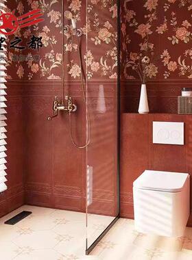 美拉德瓷砖300x1200mm法式复古深红色厨房地砖卫生间墙砖客厅墙砖