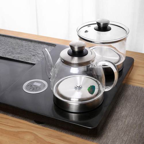 天乌金石茶盘套装家用全动自上水烧水壶一SFG体电磁茶炉石头具然