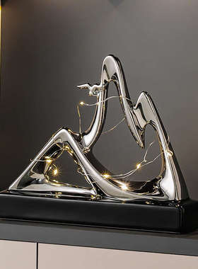 轻奢高档金山银山摆件家居客厅酒柜办公室餐边柜装饰品高级感小众