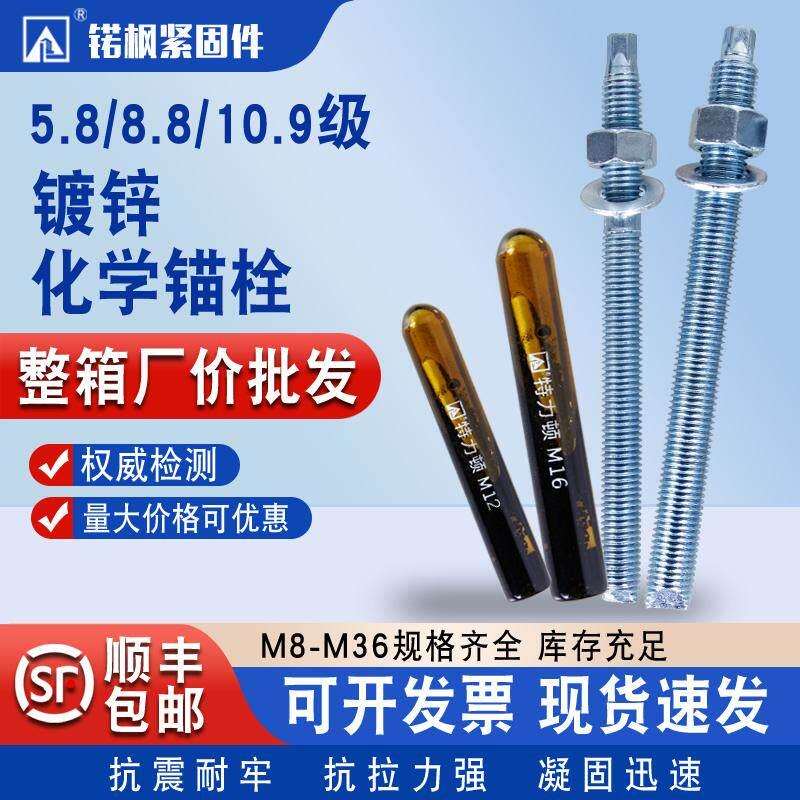 特力顿化学螺栓高强度倒锥化学锚栓固鱼胶水膨胀螺丝8.8级M8-M30