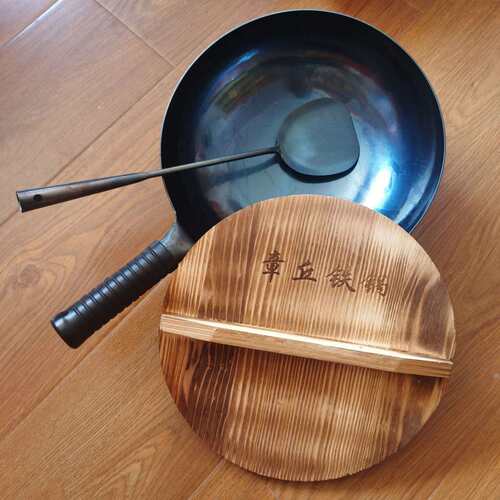 零售炒面锅  厨师用鱼镜鳞93铁锅 铁锅 打锻铁锅