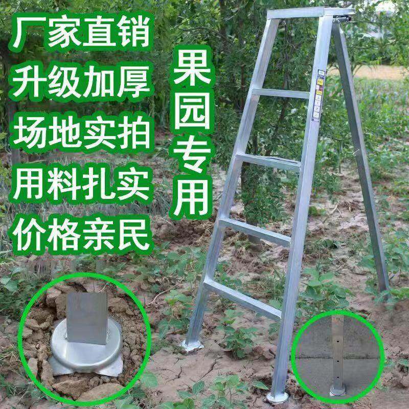 园林修剪三角三脚梯子镀锌管多功能果园采摘人字梯加厚折叠家用