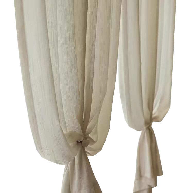 扶风纱透光不透人亚麻色窗帘窗纱阳台客厅原木中古风黑边成品纱帘