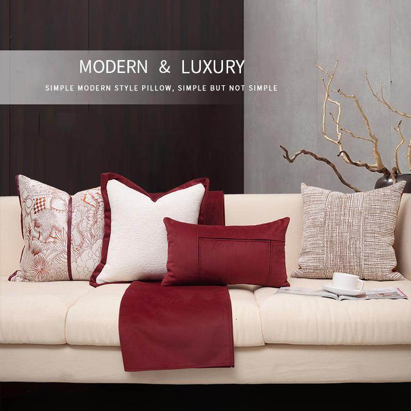 法式轻奢客厅沙发腰枕靠枕别墅卧室样板间软装抱枕靠垫套橙色