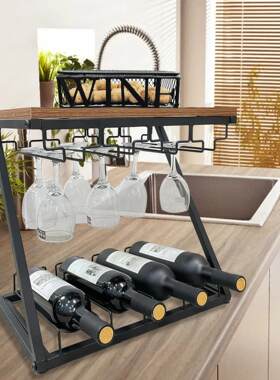 跨境桌面红酒架玻璃杯架现代欧式葡萄酒架酒柜展示架置物架高脚杯