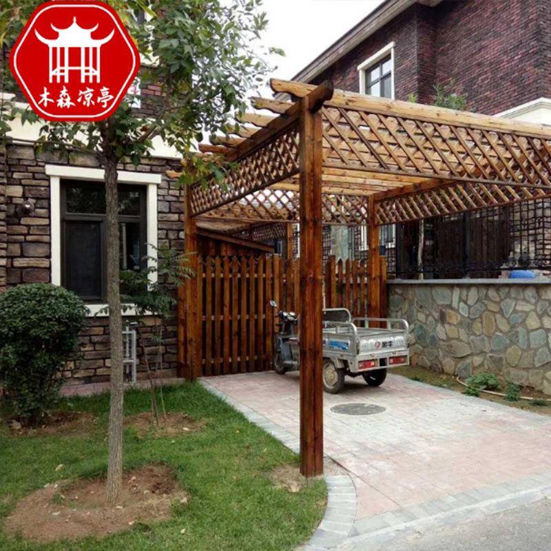户外炭化厂木地板葡萄架庭院实座板靠背花园花爬藤架家景002区工