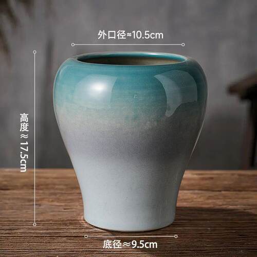 高档景德镇陶件瓷花瓶摆复古简高级插花灯笼花客厅室内瓷古典器约