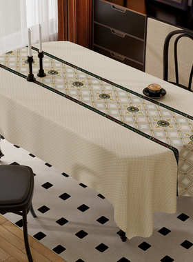 奢防台布防水油椭圆形风ing餐轻高级复古感免洗法式桌布茶几桌布