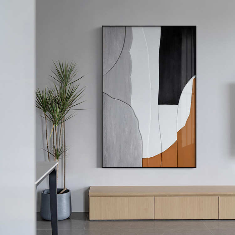入户玄关抽象装饰画现代简约客厅大幅轻奢落地画过道墙壁极简挂画