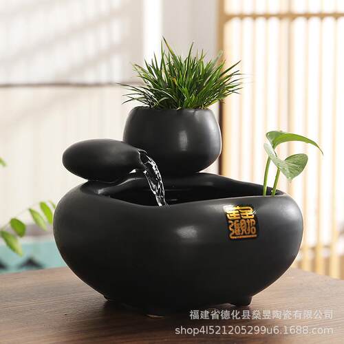 创陶意流TDO循环水水招财办公室桌面装饰品茶几瓷喷泉水景小摆件