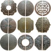 新中式 圆形门把手半圆木门大门把手彷古铜祥云玻璃门拉手雕刻定制