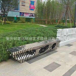 创意款品质座椅户外304不锈钢公园椅景区广场排椅公共防锈长条凳