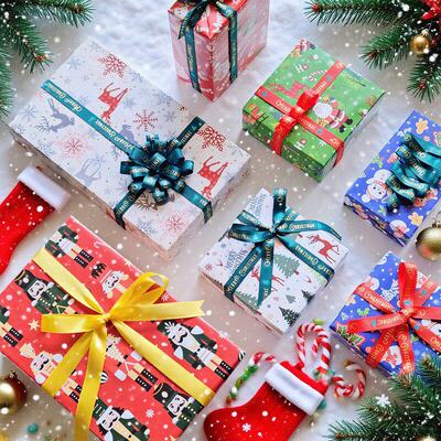 80g Coated Paper Christmas Printing Wrapping Paper Christmas