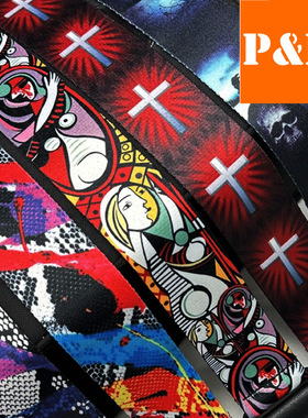 印花吉他背带 民谣吉他带  guitar strap 十字架蛇纹 乐器配件