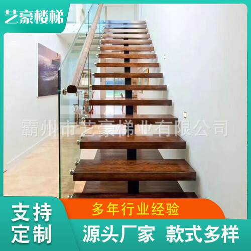 新中式工程轻奢别墅直梁斜梁单梁钢木楼梯造型多样来图创意设计