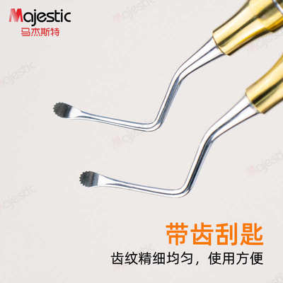 马杰斯特口腔器械牙科刮匙带齿双头剔挖勺种植刮治器去龋拔牙工具