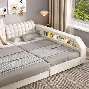 儿童床男孩成人加宽大床卧室大人可睡双人实木现代婴儿床拼接床