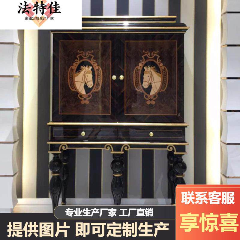 新古典后现代玄关柜门厅柜 欧描式金银奢华储物柜 实木隔断餐边柜