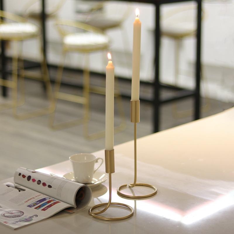 北欧ins轻奢蜡烛台摆件情人节烛光晚餐道具现货金属婚庆烛台
