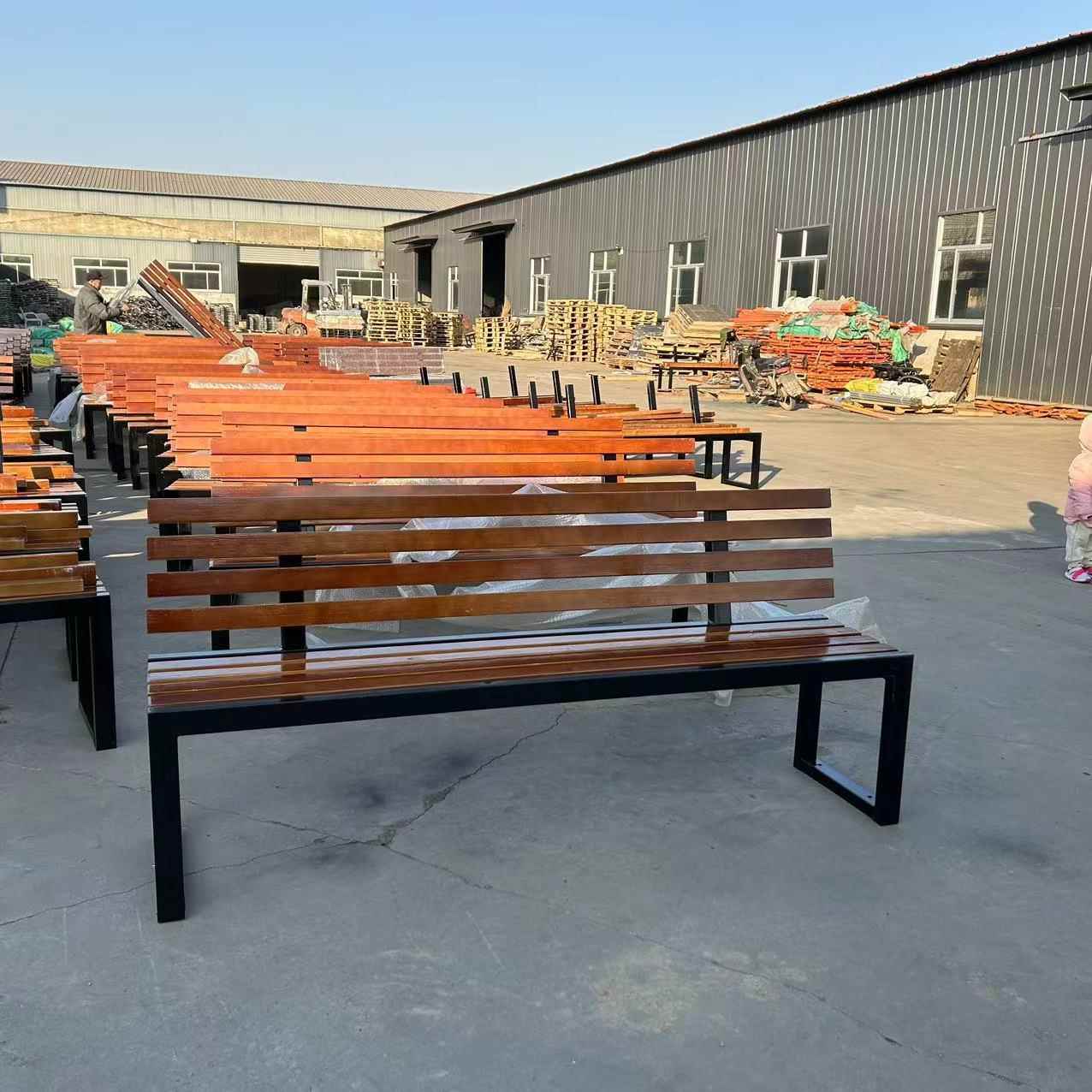 公园椅户外闲休椅公园长椅长凳焊接平凳广铁艺子227长场凳实木
