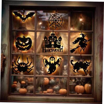 Halloween glow decorated pumpkin party props spider webs万圣