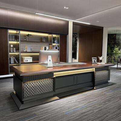 新中式办公桌老板桌高奢简约现代大班台高端办公家具董事长总裁桌