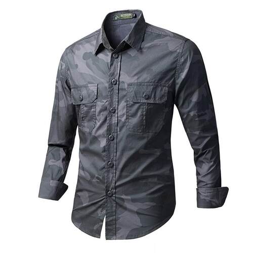 Workwear long sleeved shirt men's lapel shirt shirt