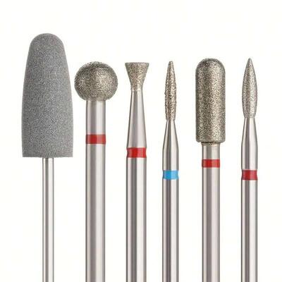 6pcs/set Diamond Sand Nail Files Drill Cuticle Polishing Bit
