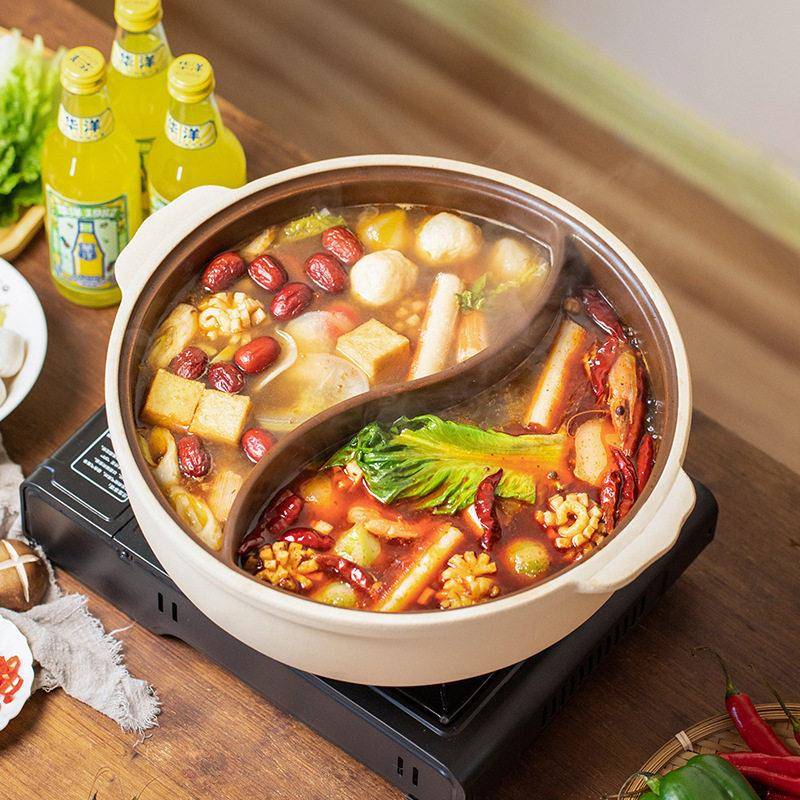 老式鸳鸯锅串串香火锅陶瓷煲家用土砂锅明火电陶炉围炉打边炉碳炉