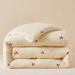 2025新款 双层纱刺绣大豆被子被芯冬被春秋被被子被芯