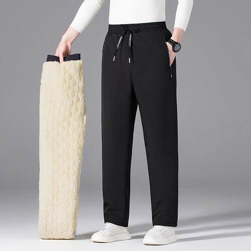 Men's Winter Fleece-Lined Warm Jogger Pants Outdoor Sports