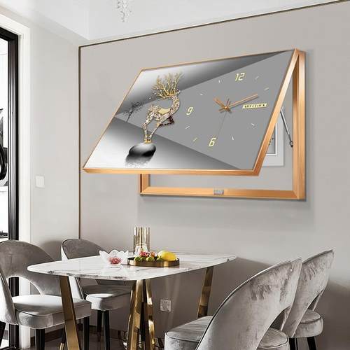 现代轻奢WIQ电表箱箱装饰画钟表挂钟客厅遮餐厅配电电盒挡闸挂画