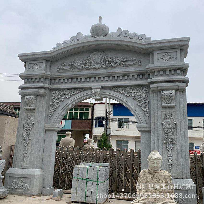花岗岩石雕大门套拱门凯旋门 别墅家居花园门口浮雕干挂装饰
