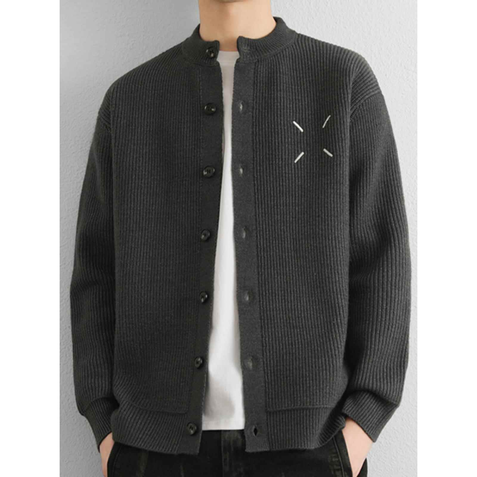 秋冬毛衣男士新款上衣感立领针织开衫外套男款季潮牌刺绣毛0926c