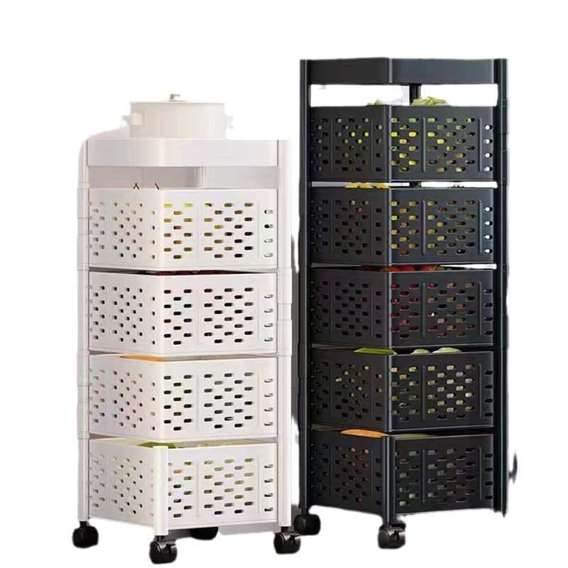 可旋转厨房置物架免安装落地多层蔬菜架家用多功能放水果零食架子