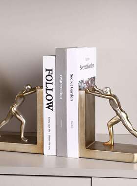 创意人物书挡摆件轻奢树脂书立客厅书房装饰工艺品办公桌面挡书板