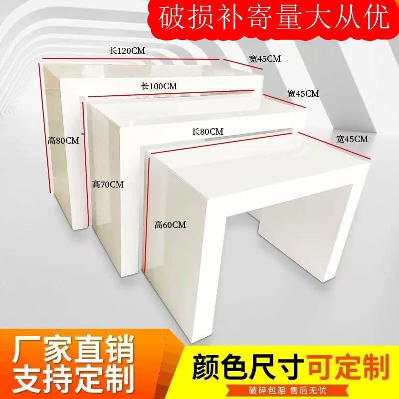 定做烤漆展示台带灯圆台方台体验台店铺流水台促销台中岛柜展示柜图片