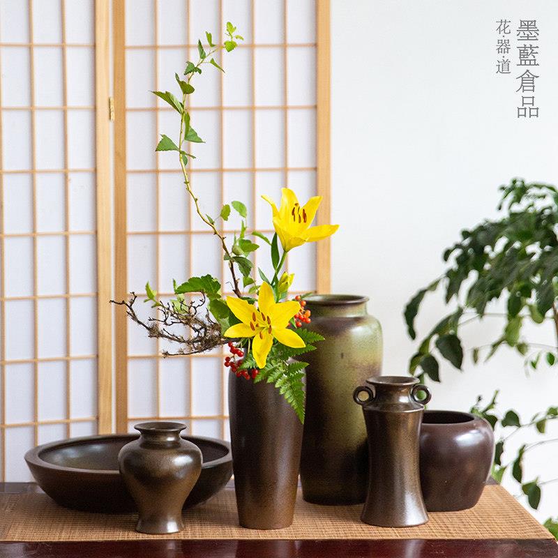 中华花艺省赛国赛插花专用花瓶台湾中式摆件花器特大花盘日式花道