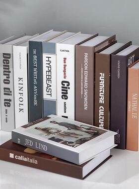 简约现代假书摆件装饰品轻奢书盒子拍照样板间书柜道具覆古彷真书