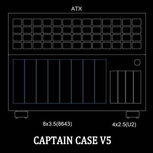 CAPTAIN S. V5 船长8盘位NAS机箱支持SFX电源ATX/MATX主板
