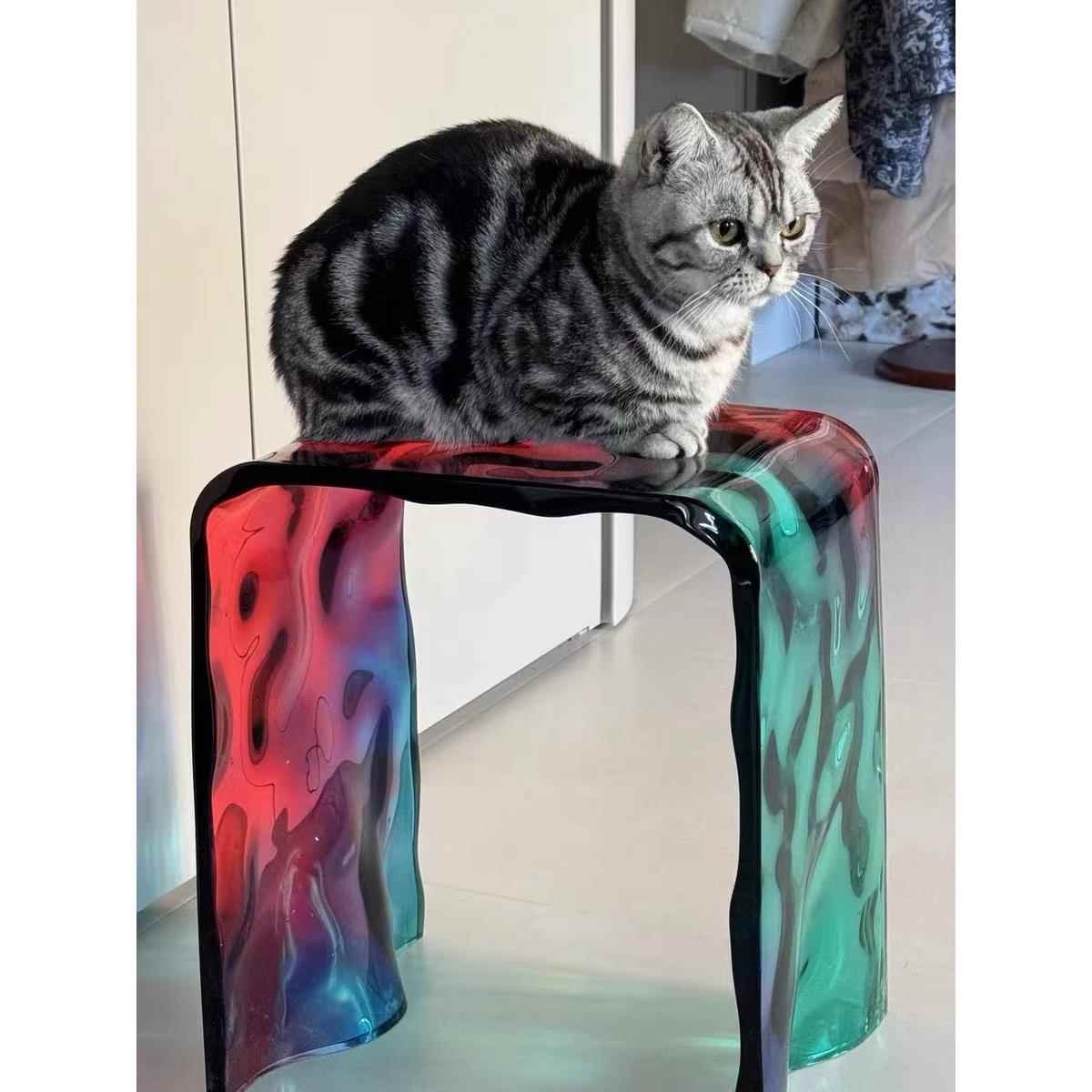 亚克力彩虹凳炫彩换鞋椅子休闲凳透明浴室凳子矮凳网红ins梳妆凳