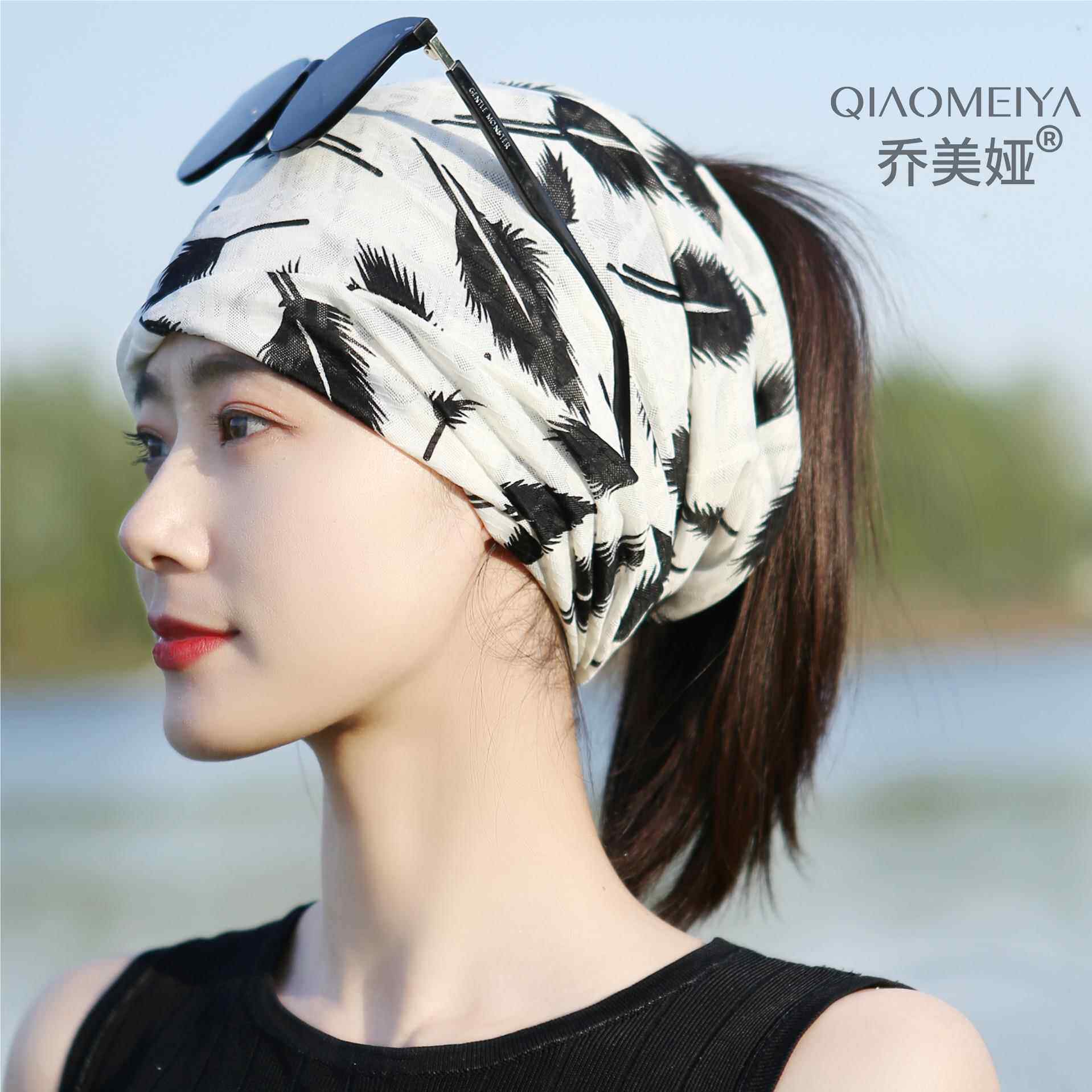 月子睡帽空调房睡觉专用防吹乱发头套女全棉帽夏天透气男睡眠帽子 - 实物图