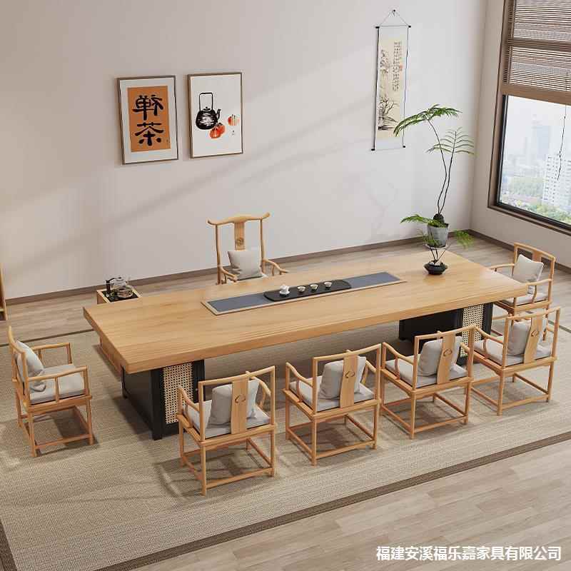 新中式设计师小户型实木客厅泡茶桌椅组合简约办公室茶台阳台茶几