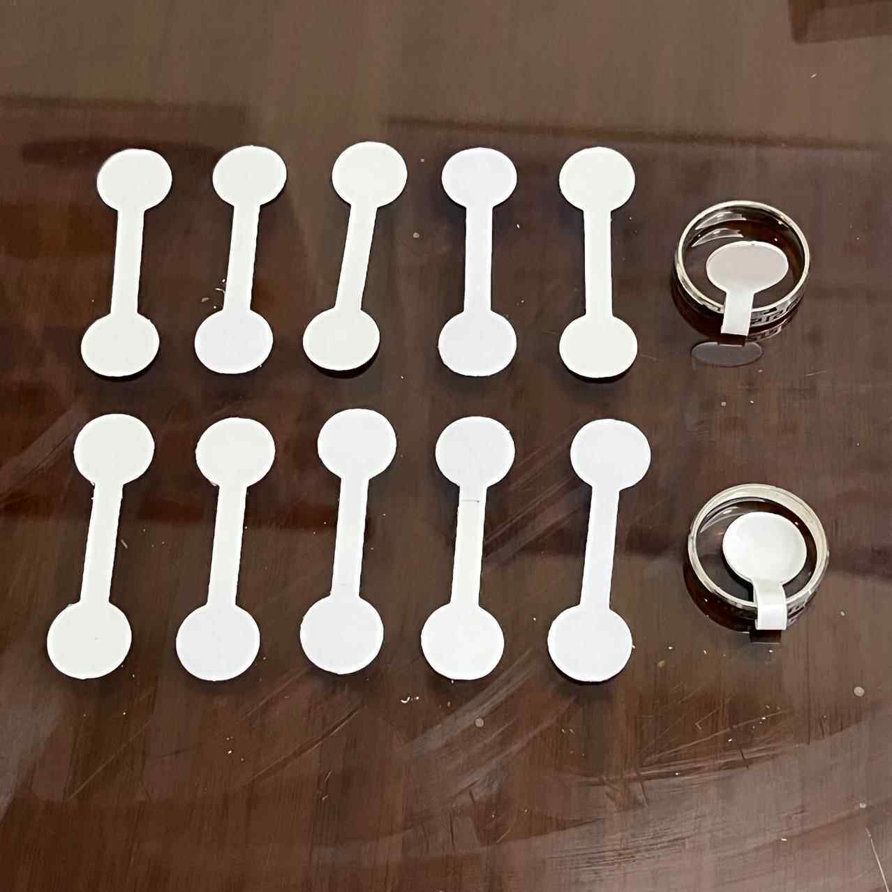 一百只白色不干胶 圆头标签迷你可定制对折戒指贴文化不干胶贴纸