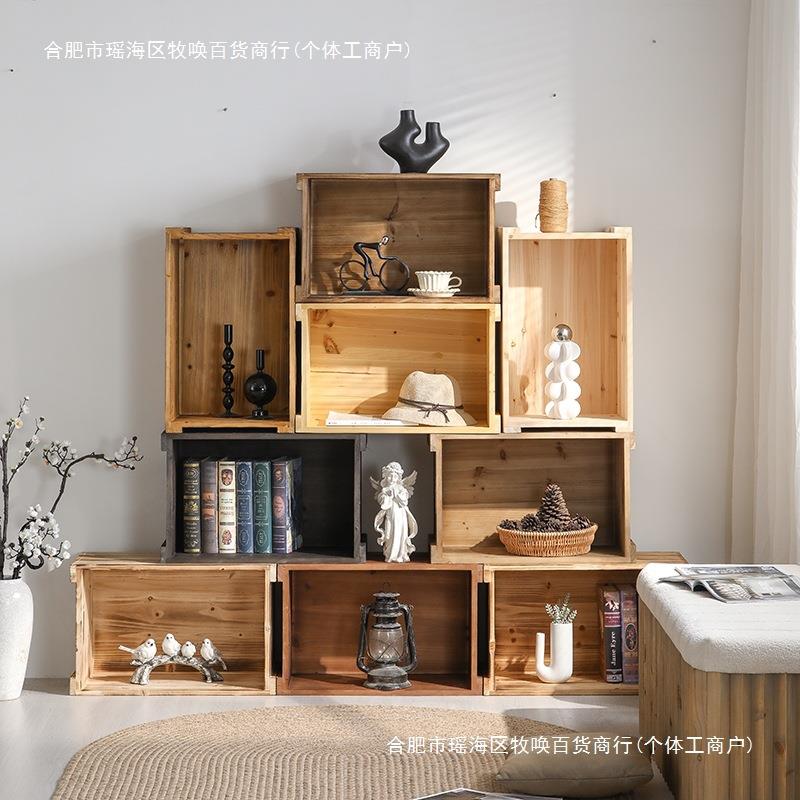 复古木箱木框置物超市水果陈列筐木箱子长方形实木收纳储物箱