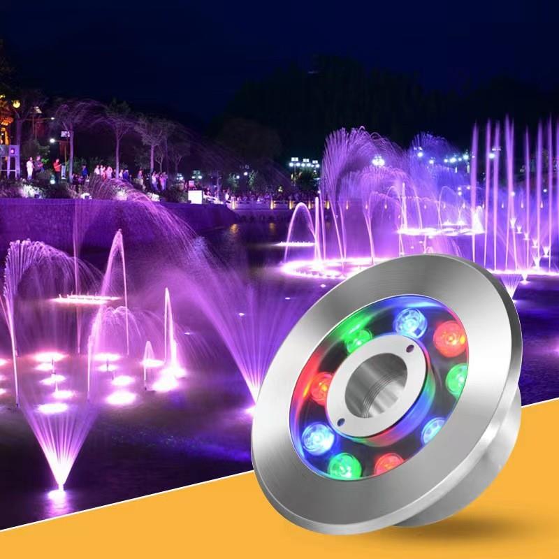 LED不锈钢喷泉灯庭院涌泉灯公园广场水下射灯水池灯12V24v七彩灯