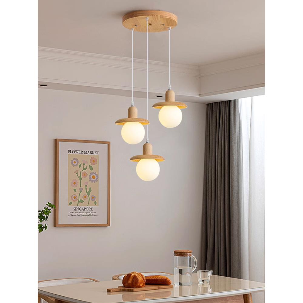 5V原木木艺餐厅吊灯简约创意餐桌吧台走廊过道玄关灯卧室床头小吊
