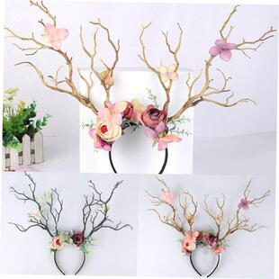 Gothic Antlers Deer Horns Branch Flower Twig Hair